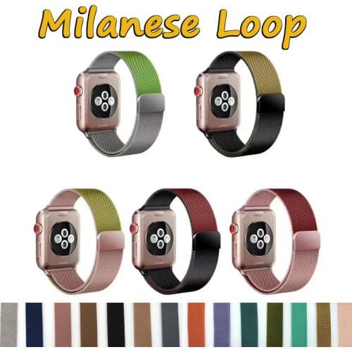 50pcs For Apple watch Strap Milanese Loop Bracelet 38mm 40mm 42mm 44mm For iwatch SE/6/5/3/2/1 Magnetic Loop Watch Band
