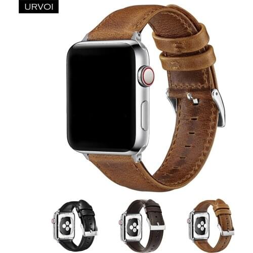 URVOI Strap for apple watch series 6 SE 5 4 3 2 leather band for iwatch genuine top layer classic buckle arm band wrist belt