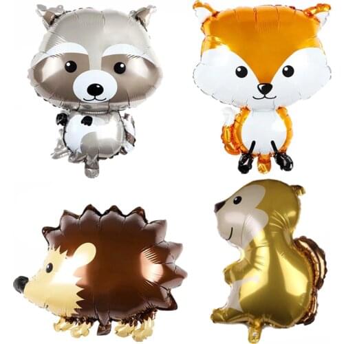 10/30/50 Animals Aluminum Foil Balloons Raccoon Hedgehog Fox Squirrel Balloons Birthday Party Jungle Decoration Baby Bath toys