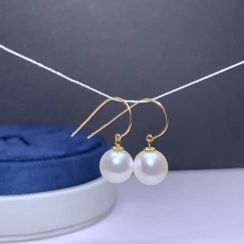Shilovem 18k yellow Natural freshwater pearls Drop Earrings fine Jewelry women trendy anniversary Christmas gift myme8-8.5001zz
