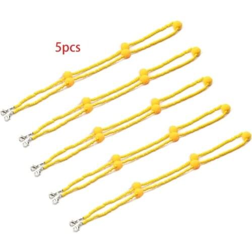 5Pcs Multicolor Beaded Face Mask Lanyard Chain Pompom Necklace Eyeglass Holder F3MD