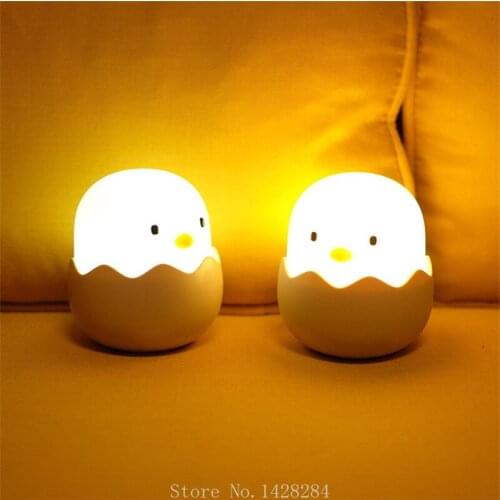 Xiaomi Eggshell Chicken Silicone Touch Sensor LED Night Light Children Baby Kids Bedroom Feeding Bedside Lamp USB Recharge