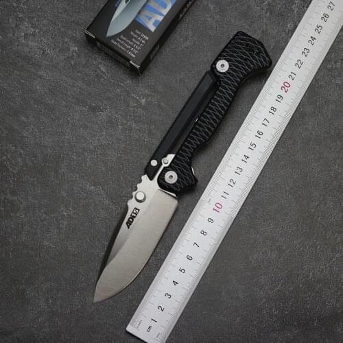 AD15(black) folding knife D2 blade aluminum steel G10 handle outdoor camping hunting survival pocket fruit knife EDC tool