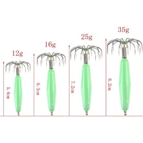 Stainless Steel Luminous Squid Hooks Fishing Tackle Lures Squid Jigs Hook 12 Pin E56D