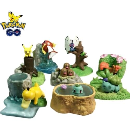 TAKARA TOMY 8pcs/set Anime Pikachu Eevee Squirtle Stump Pokemon Toys Model Desktop Action Figures Birthday Gifts for Kids