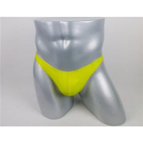 100% handmade underwear yellow latex t-back mens thong made of 0.4mm thickness natural latex materials