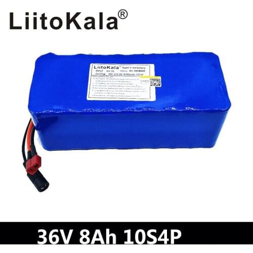 LiitoKala 36V battery 500W 18650 lithium battery pack 36V 8AH With bms Electric bike battery with PVC case for electric bicycle