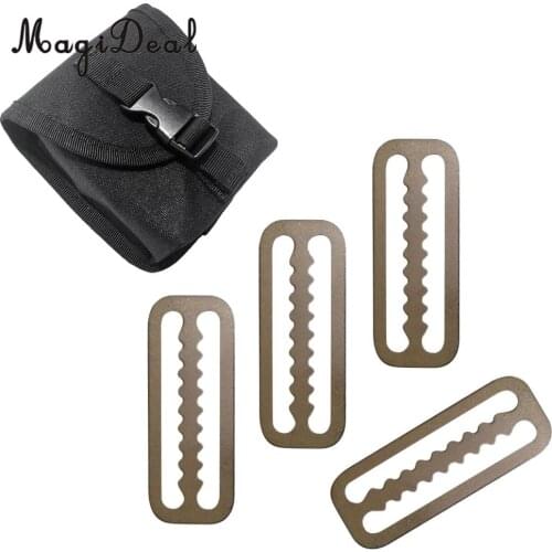 MagiDeal Scuba Diving Spare Weight Belt Pocket + 4pcs Weight Belt Webbing Keeper Retainer