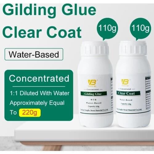 Gilding Glue Gold Foil Sheets for Arts Craft Paper Powder Home Decoration Gold Leaf 110g Water-based Glue&110g Varnish&Brushs