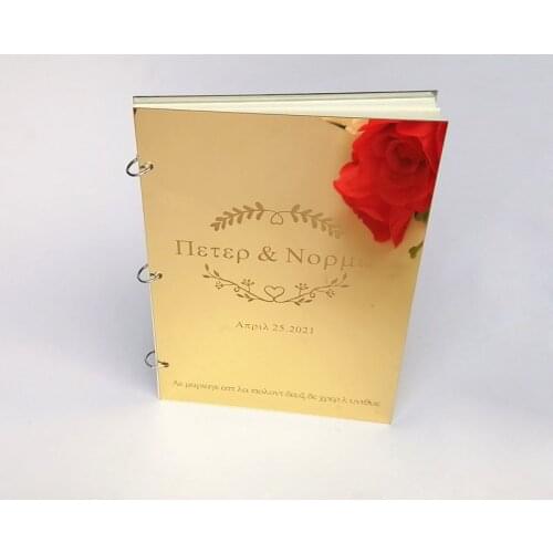 Gold Silver Acrlic Mirror Custom with White Blank Guestbook Wedding Signature Guest Book Personalized Event