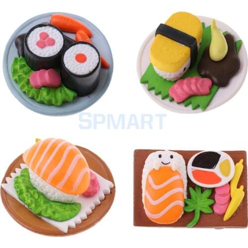 1/12 Dollhouse Miniature Vivid Japanese Food Rice Roll/Salmon Sushi Dolls Room Dining Table Decoration