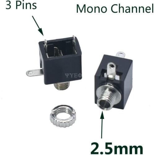 10Pcs PJ201M 2.5mm Mono Channel Audio Connector 3 Pin DIP Headphone Jack Socket PJ-201M