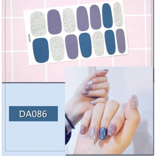 14tips/ Nail Polish Stickers Stripe Heart Shaped Glitter Strip Art Design Decals DIY Salon Home Decoration Complete Package