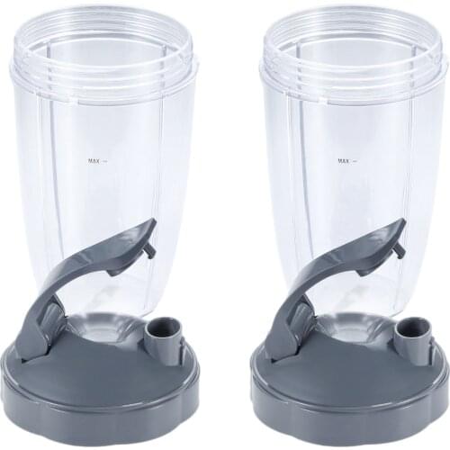 2 Pcs Blender 24oz Tall Cups with Flip Top To Go Lid fit for Nutribullet 600W 900W NB-101B, 900 Pro Series Blender Juicer