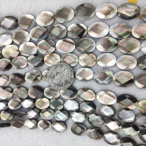 2pcs Natural Black Shell Oval, denier-shaped chain with various sizes and angles