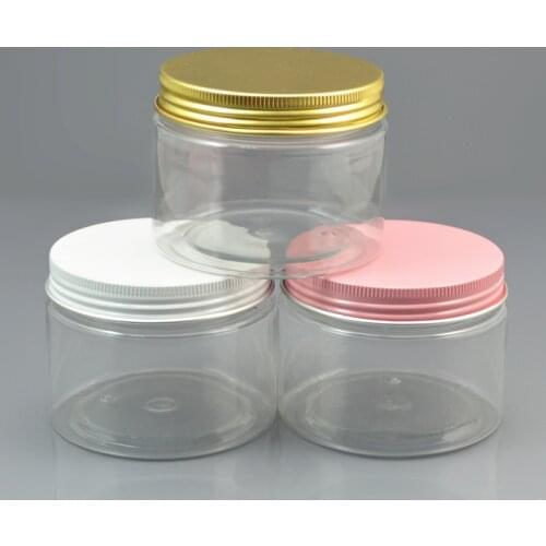 50pc/lot 150g Frosted Plastic Cosmetic Jar Clear Serum Bottle Gold White Pink Aluminum Cap Cream Container Factory Wholesale