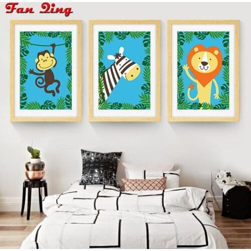 Diy 5D Diamond Painting Cartoon animal monkey donkey Full Square round 3D Diamond Embroidery Rhinestone Cross stitch Mosaic gift