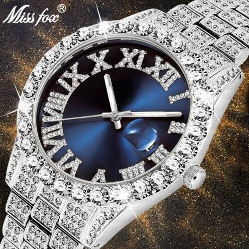 MISSFOX Blue Watch Men Top Brand Luxury Stainless Steel Chronograph Business Waterproof Quartz Wrist Watch Relogio Masculino