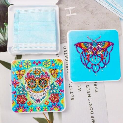 Mask case DIY Diamond Painting Portable Plastic Dustproof Mask Storage Box Case Diamond Craft Gift Rhinestone Art Round Drill
