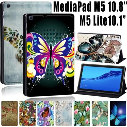 Tablet Case for Huawei MediaPad M5 10.8 Inch/MediaPad M5 Lite 10.1 Inch PU Leather Stand Cover Case + Stylus