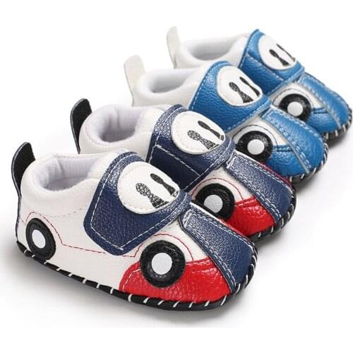 Spring and Autumn Fashion Casual Cartoon Car Pattern Male Baby Child PU Leather Solid Baby Infant Toddler Shoes