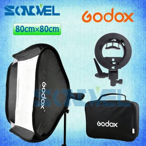Godox 80x80cm 32 * 32 inch Softbox Kit Flash Diffuser + S-type Bracket Bowens Holder + Bag Kit for Camera Speedlite Flash Light