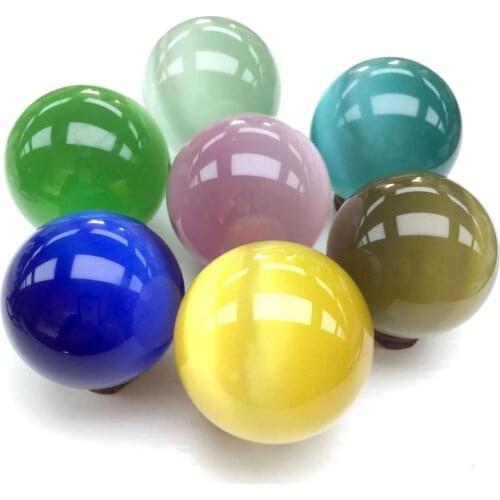 Cat eye sphere crystals minerales ball spiritual reiki healing stones living room home decor modern