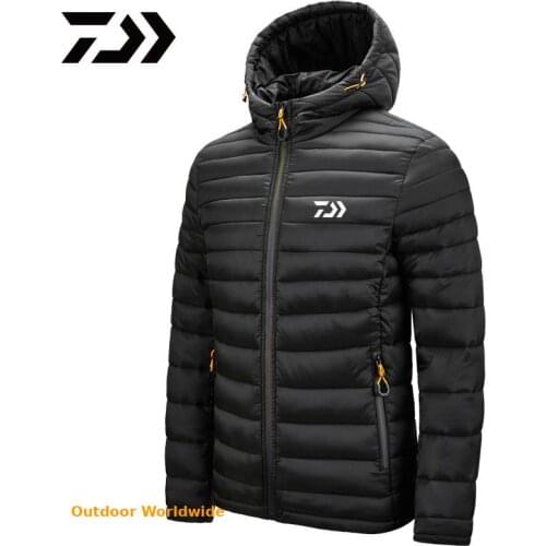Men Winter Autumn Sport Hooded Thick Padded Fishing Jacket Zipper Keep Warm Fishing Coats Men Daiwa Fishing Clothing