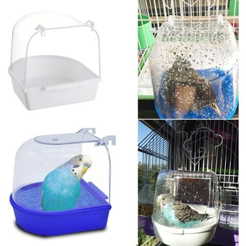 LHUANG 2020 New Pet Cage Hanging Bowl Parakeet Birdbath Plastic Bird Water Bath Box Bathtub Parrot For Parakeet Lovebird Bird