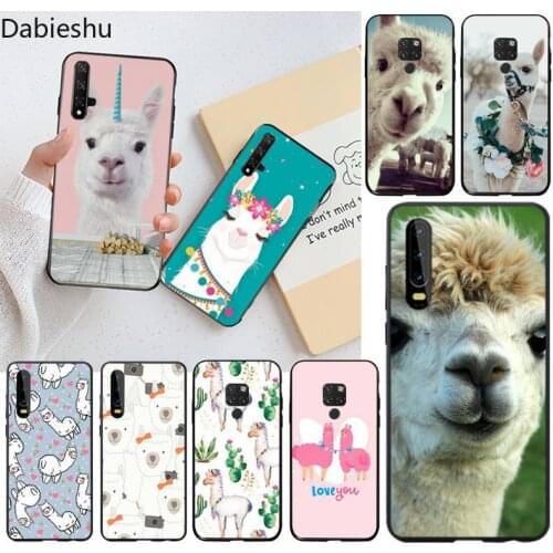 Cute lamas Alpaca animals black Phone Case Hull for Huawei P40 P30 P20 lite Pro Mate 30 20 Pro P Smart 2019 prime