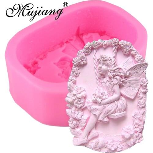 Mujiang Flower Angel DIY Soap Silicone Mold 3D Craft Fairy Polymer Clay Candle Moulds Chocolate Fondant Cake Decorating Tools