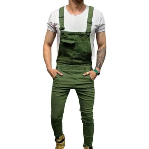 Men Jumpsuit Solid Color breathable Multi Pockets Overalls Full Length Mid Rise Pants Men Streetwear Cargo Jumpsuit 2021