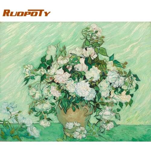 RUOPOTY Frame DIY Painting By Numbers Famous Picture Flowers Canvas By Numbers Diy Gift Wall Art Picture Handpainted For Home