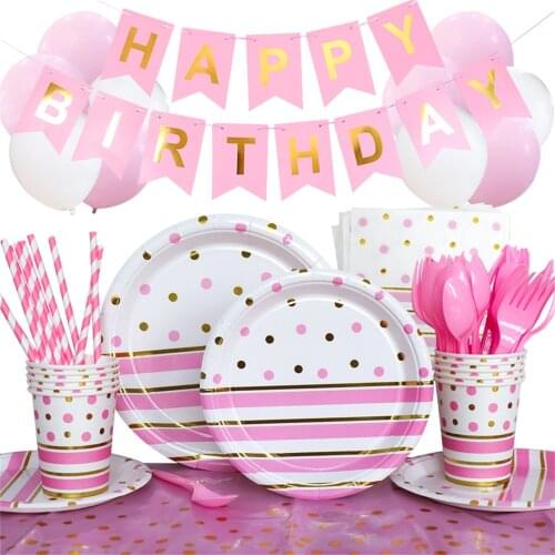 Gender Reveal Party Disposable Tableware Set Paper Plate Cup Napkin Pink Blue Kids Adult Birthday Party Decoration Baby Shower