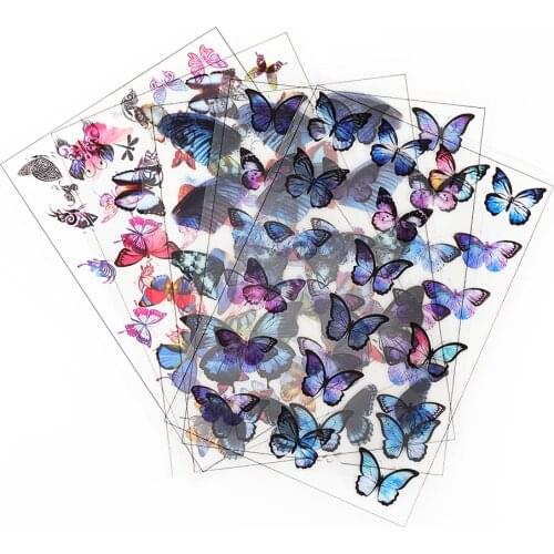 5pcs Butterfly Sticker Flap Transparent for Epoxy Resin Mold Tools Filling Insert Stickers Accessories for Jewelry Making DIY