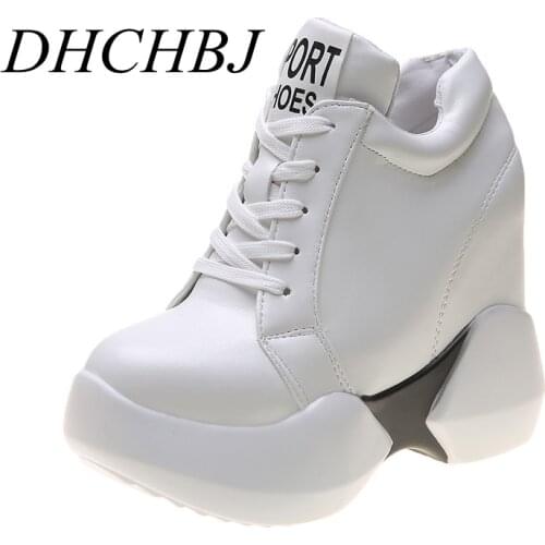New Women Platform Casual Shoes Leather Breathable 11 CM Wedge Heels Shoes Spring Thick Sole Sneakers Woman Deportivas Mujer