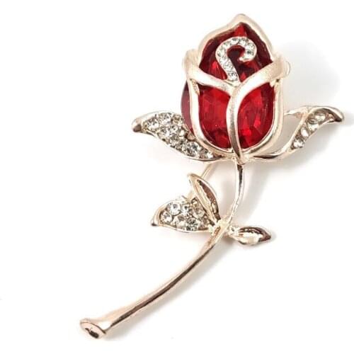 Opal Rose Flower Brooches For Women Fashion Pin Pins Elegant Rhinestone Brooch Jewelry Luxury Accessories 2021