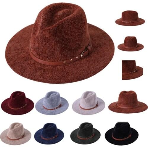 Wholesale hat thickened winter hat jazz fedora hat chenille felt top hat for men and women autumn and winter шапка женская
