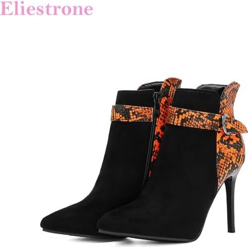 Hot Autumn New Fashion Orange Brown Women Ankle Boots Sexy High Stiletto Heels Lady Shoes Plus Big Size 1043 46 48