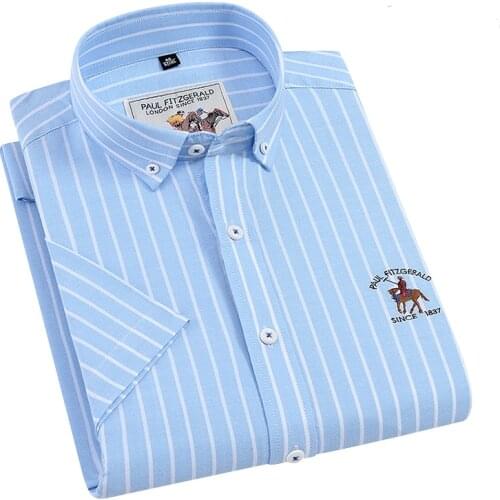 High Quality 2020 New Summer Men Shirt Short Sleeve Oxford 100% Cotton Shirt Fashion Formal Business Work Causal Shirts DTA010