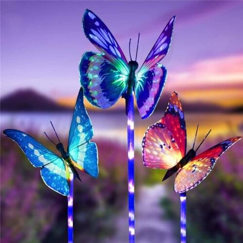3 Pack Solar Butterfly Garden Light Outdoor Solar Stake Light Color Changing Solar Landscape Lawn Yard FairyWaterproof LED Light