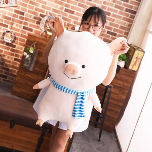 30/55/80 cm Soft Scarf Pig Adorable Plush Toy Soft Stuffed Pig Lovely Dolls for Kids Appease Toy Babys Room Decoration