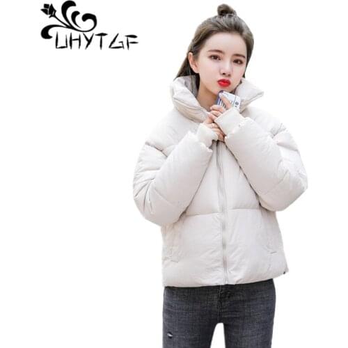 UHYTGF Winter Jacket women Loose Plus Size Women Down cotton Parka Thick Korean Coat Short Female Cotton padded basic tops X519