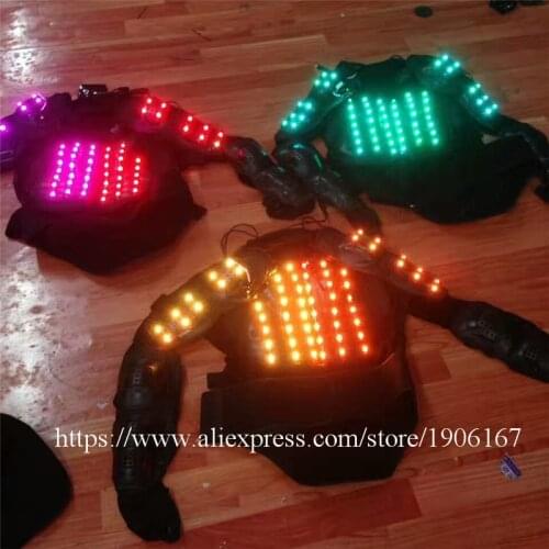Colorful RGB Led Light Up Armor Flashing Ballroom Costume Luminous Robot Suit Dance Wear Clothes For Party DJ Stage TV Show