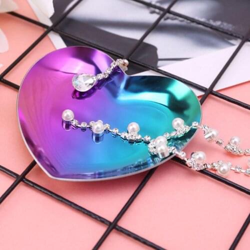 Heart Shape Jewelry Rings Pallet Fruit Serving Tray Storage Plate Tableware Stainless Steel Tray