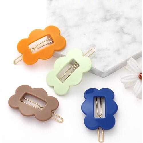 13 Colors ins hot sale candy color flower shaped gold hair grips accessories side clips for kids baby girls