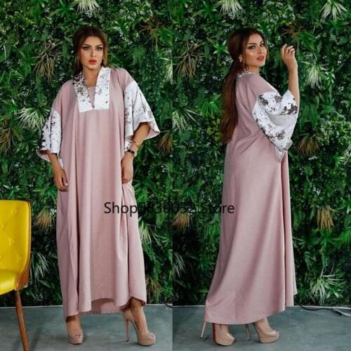 Pink Kaftan Abaya Dubai Turkey Islam Muslim Long Dress Caftan Marocain African Dresses For Women Vestido De Mujer Robe Musulman