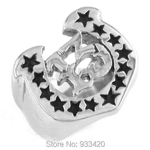 Horseshoe Lucky 13 Ring Motor Biker Ring Stainless Steel Jewelry Fashion Biker Ring SWR0230B
