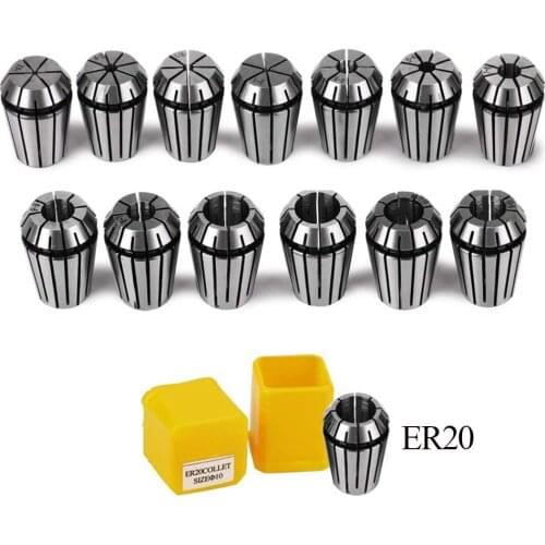 1pc ER20 1-13MM 1/4 6.35 1/8 3.175 1/2 12.7 1 1.5 2 2.5 3 4 5 6 7 8 Spring Collet Set For CNC Engraving Machine Lathe Mill Tool