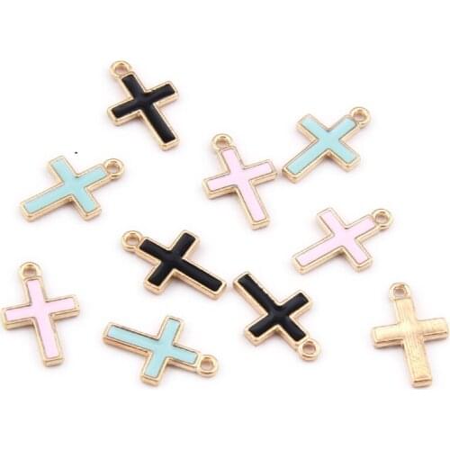 10pcs Colorful Alloy Cross Enamel Charms DIY Women Necklace Pendant Jewelry Accessory Dangle charms